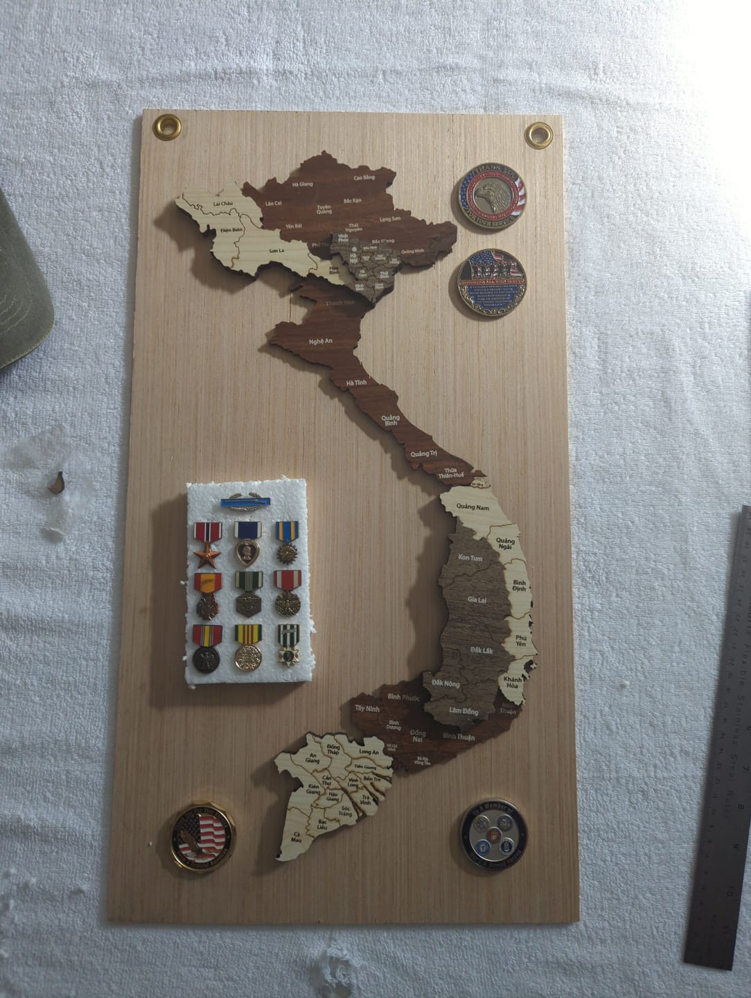 Customer photo review of Map of Vietnam Wood Art Wall Decor, 3D Wood Maps