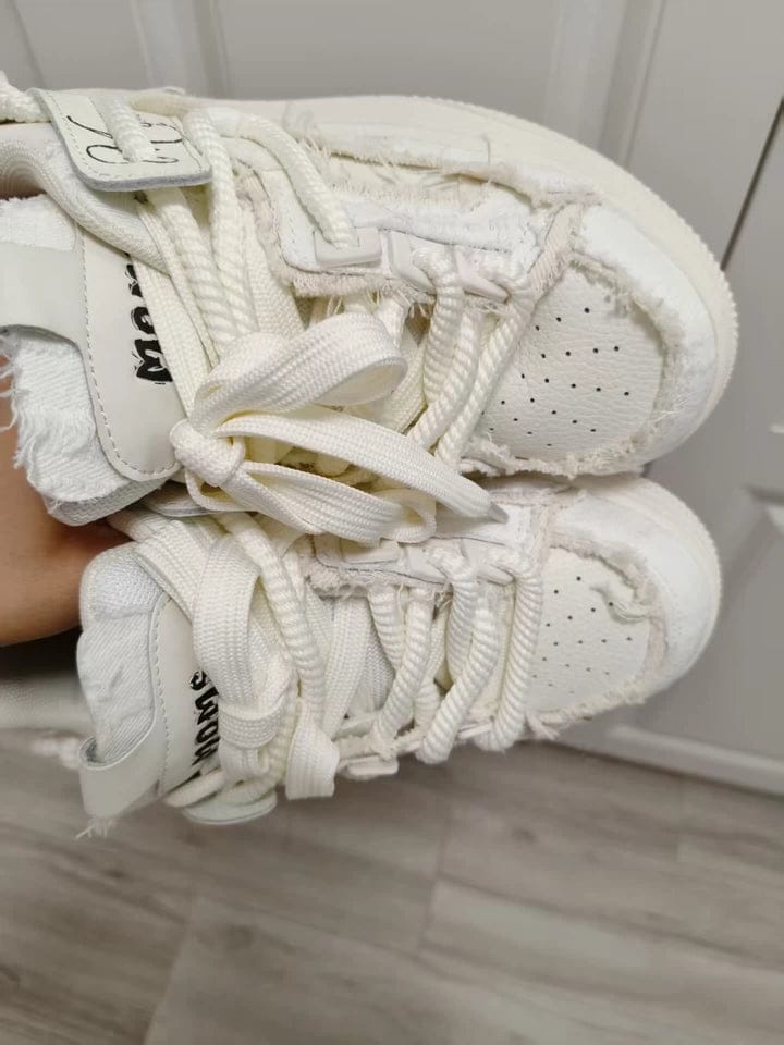 Customer photo review of Rubber Sole Contrast Color Destruction Tassel Sneakers - 2356