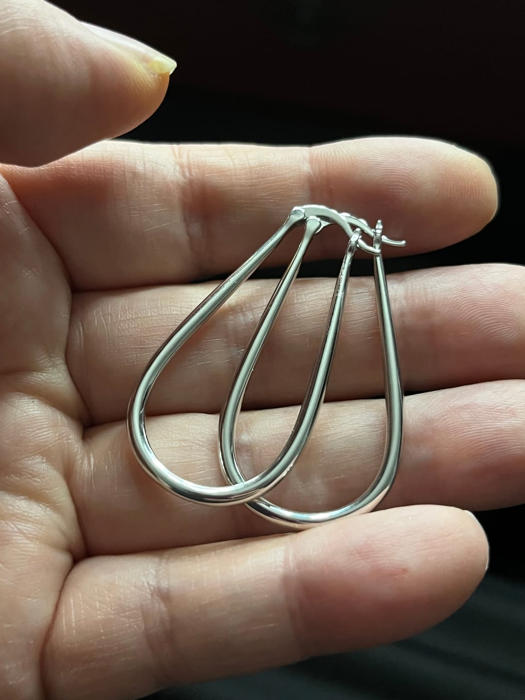 Customer photo review of Beatrice 18k White Gold Plated 24mm U-Shaped Hoop Earrings