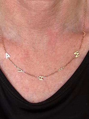 Customer photo review of Custom Sideways Initial Necklace