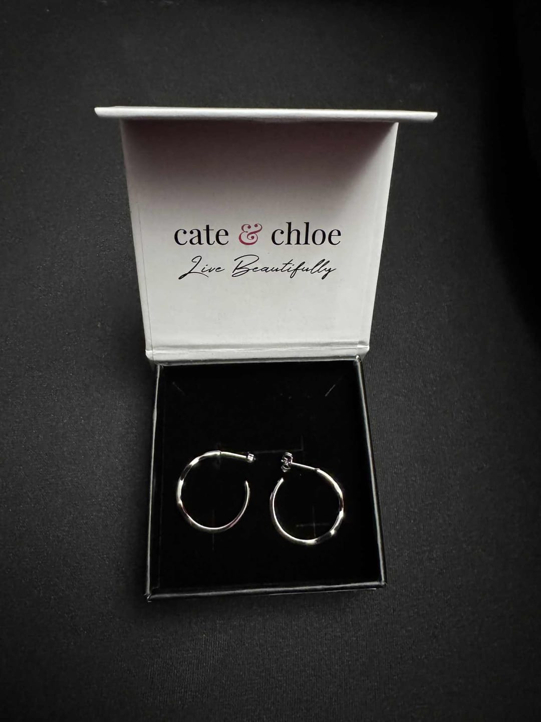 Customer photo review of Serena 18k White Gold Plated 22mm Wavy Hoop Earrings