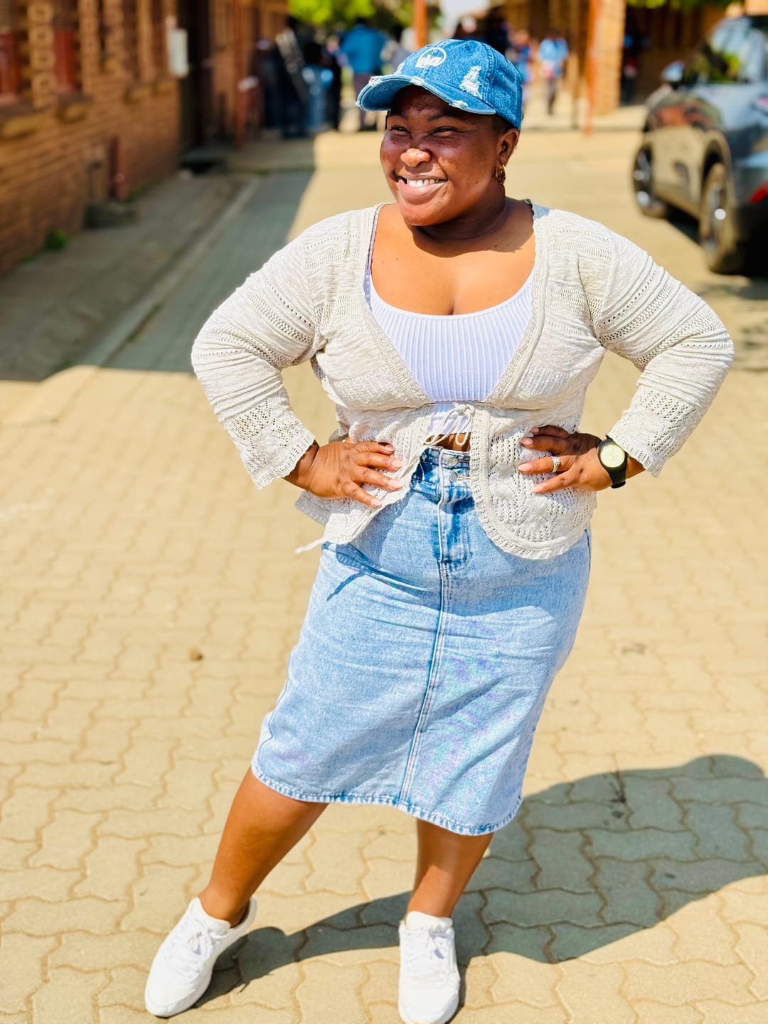 Customer photo review of Era Distressed Denim Cap
