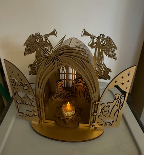 Customer photo review of Nativity scene miniatures candle holder laser cut svg file