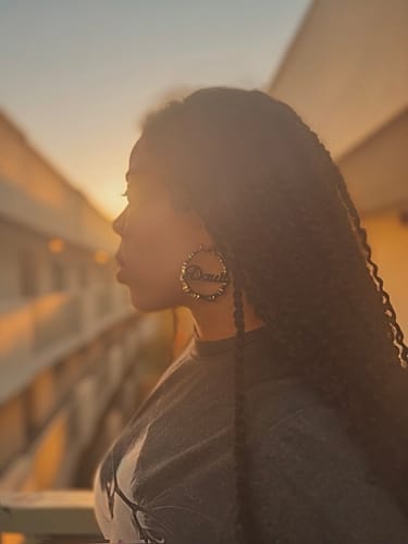 Customer photo review of 2" Hoops Bamboo Name Earrings