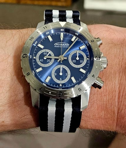 Customer photo review of Navy Blue & White Nylon Watch Strap