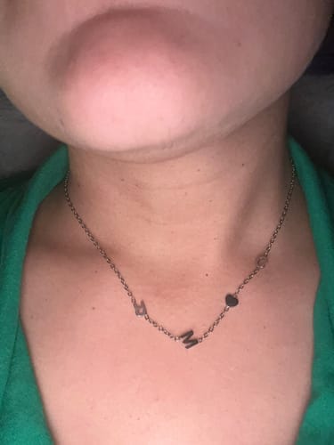 Customer photo review of Custom Sideways Initial Necklace