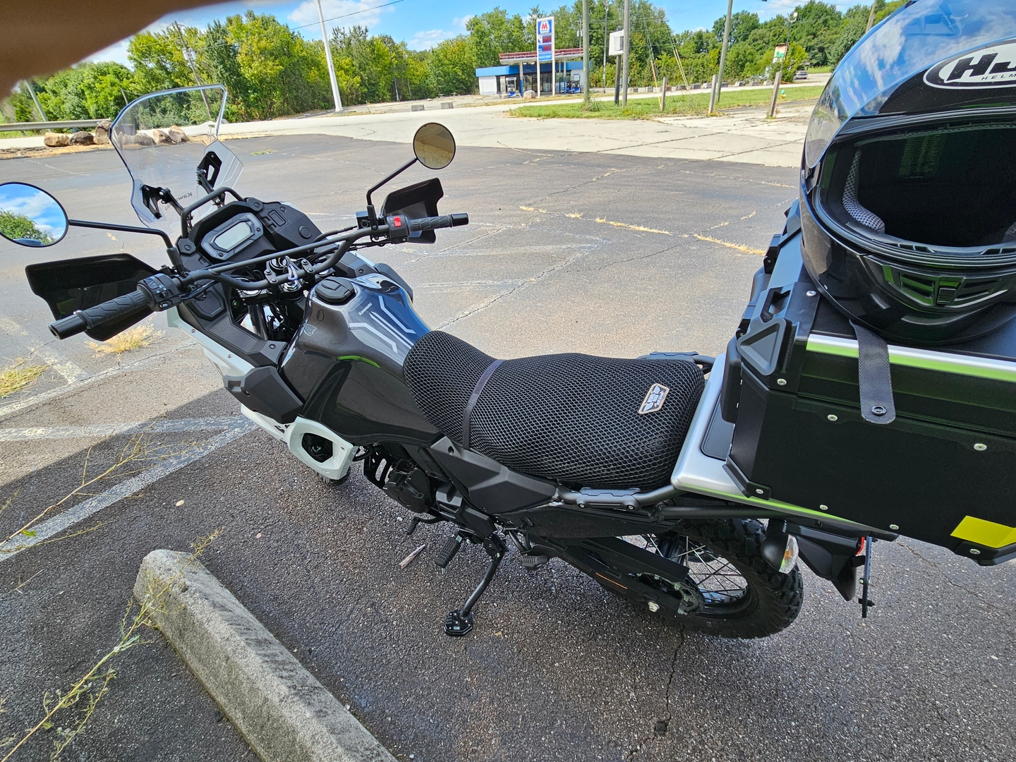 Wind Rider mesh seat cover on a Kawasaki KLR 650