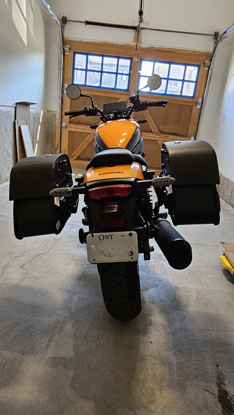 Customer photo review of 28L - Pantheon Medium Quick Mount Kawasaki Eliminator 450 Motorcycle Saddlebags