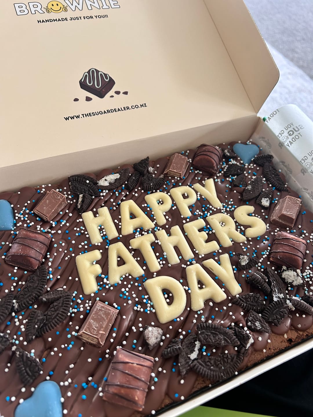 Customer photo review of Mega custom message fathers day brownie
