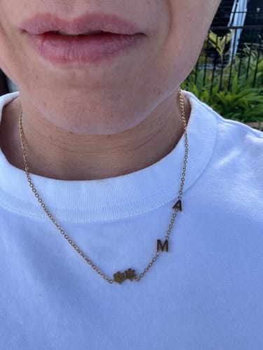 Customer photo review of Custom Sideways Initial Necklace