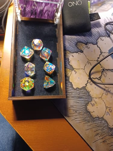 Customer photo review of Diamond Prism Multifaceted Glass Dice Set
