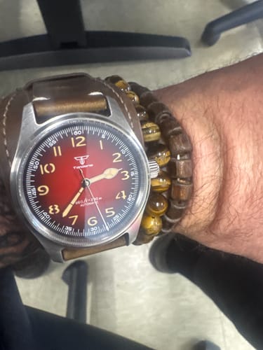 Customer photo review of Tiger's Eye Battle Beaded Bracelet: Helps Pair Veterans With A Service Dog Or Shelter Dog