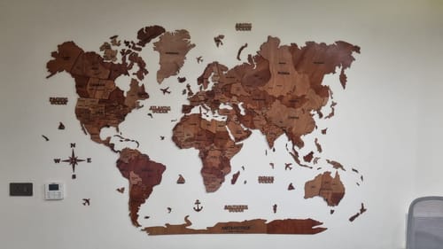 Customer photo review of 3D Wooden World Map Teak