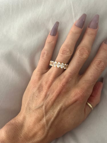 Customer photo review of Louily Eternity Oval Cut Wedding Band For Women In Sterling Silver