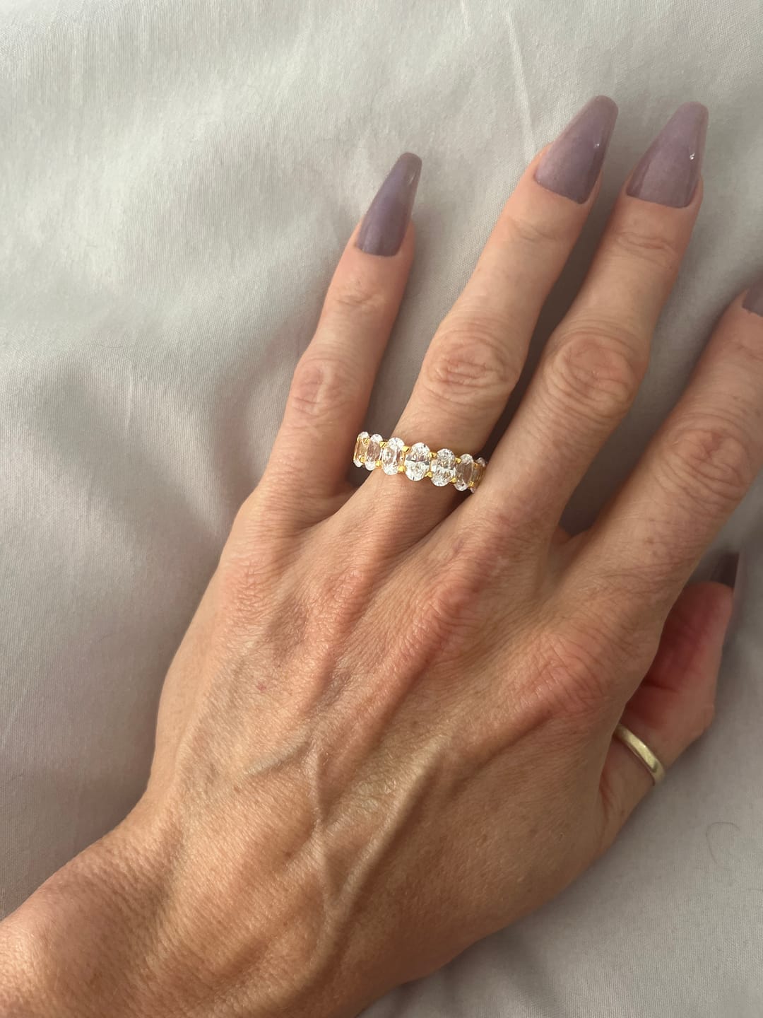 Customer photo review of S925 8.5Ct Eternity Oval Cut Wedding Band For Women In Sterling Silver