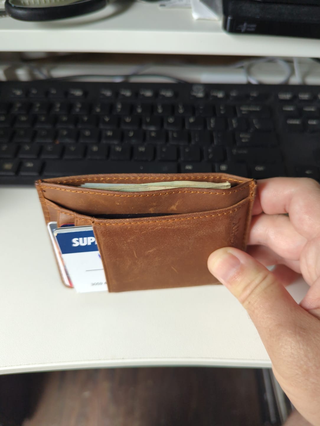 Customer photo review of 80Eighty® Cognac Leather Wallet
