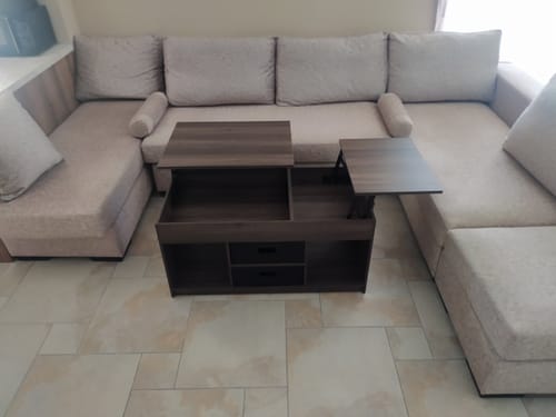 Customer photo review of Τραπεζάκι Σαλονιού Με Ρυθμιζόμενο Ύψος Βοηθητικό Τραπέζι Καθιστικού Καναπέ Διάφορα Χρώματα LC-T210W01