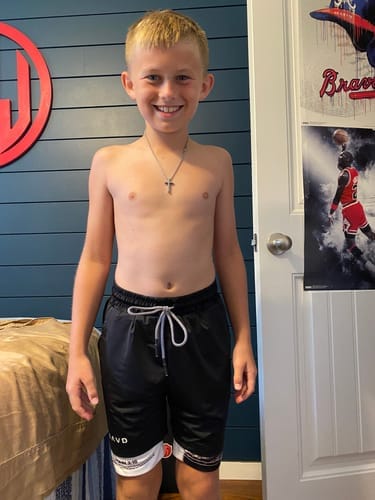 Customer photo review of John 3:16 'The Cross' Youth Performance Shorts
