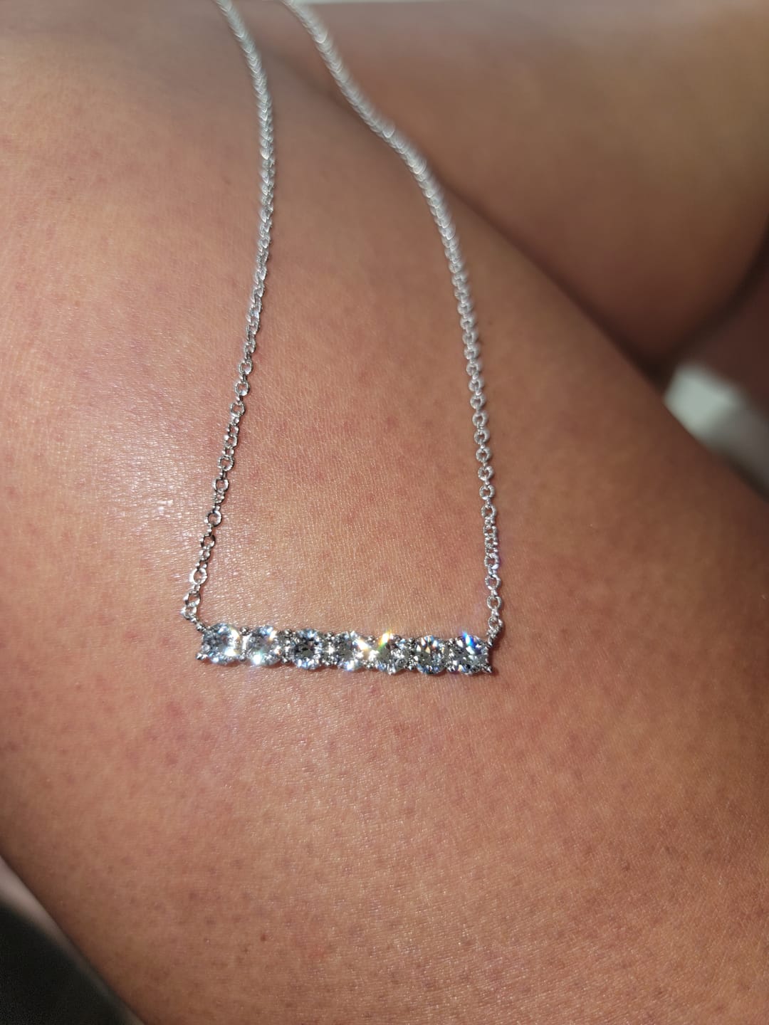 Customer photo review of Lynn 18k White Gold Plated Necklace with Swarovski Crystals