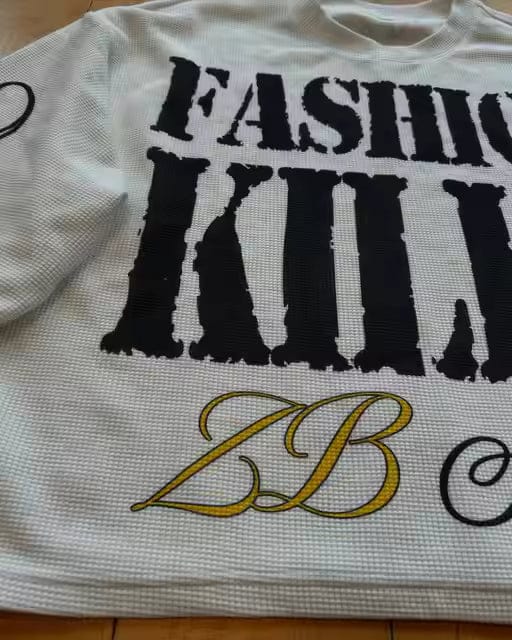 Customer photo review of Retro Letter Print Waffle Simplicity Long-Sleeved T-Shirt