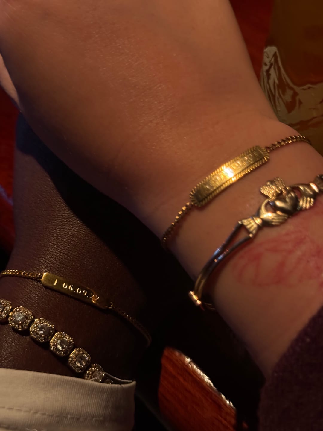 Customer photo review of The Engraved Bracelet Gold
