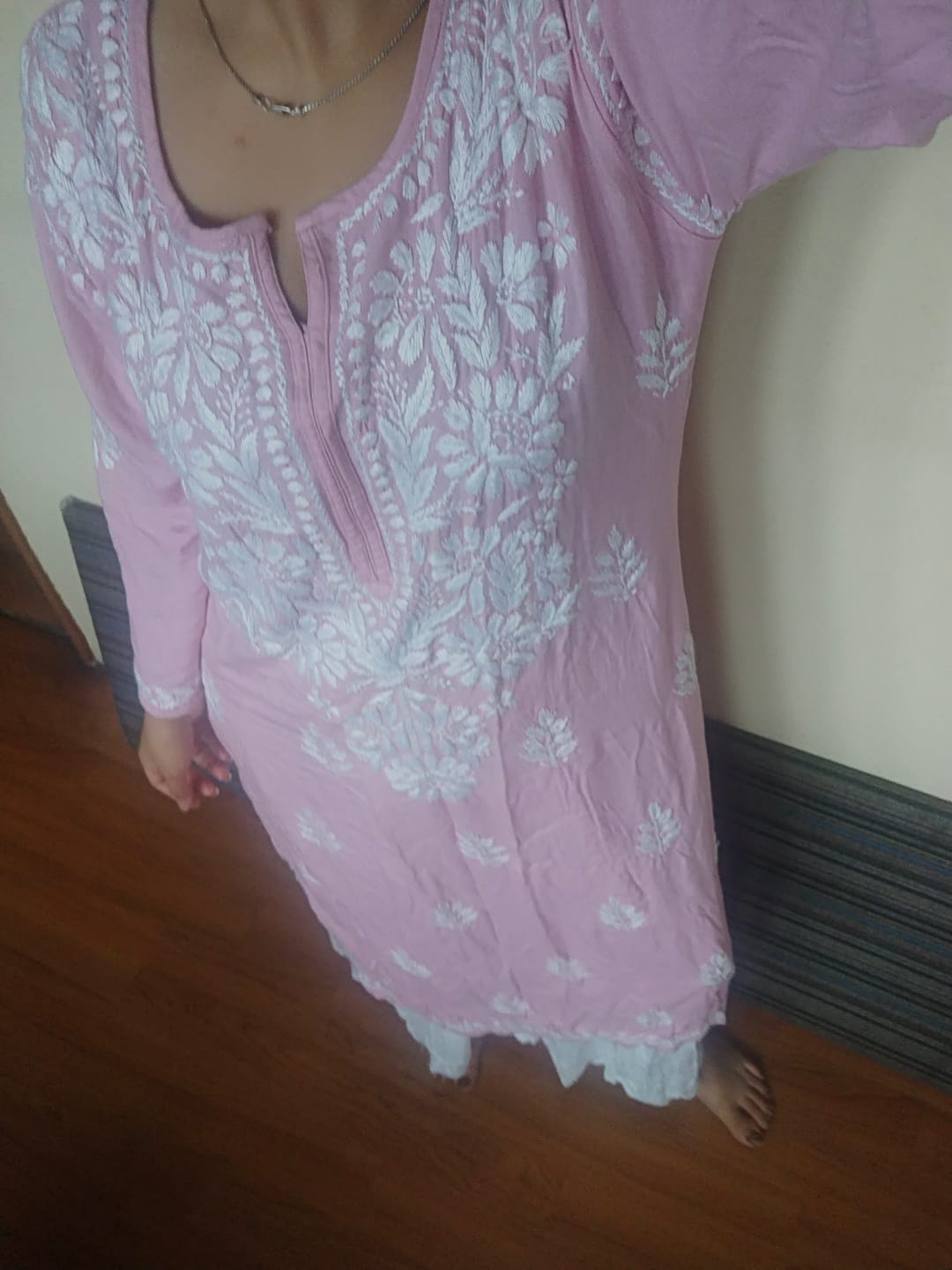 Customer photo review of White Chikankari Modal Palazzo