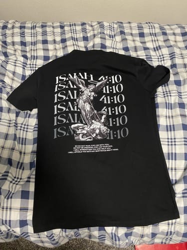 Customer photo review of Isaiah 41:10 Angel and Devil Oversized T-Shirt