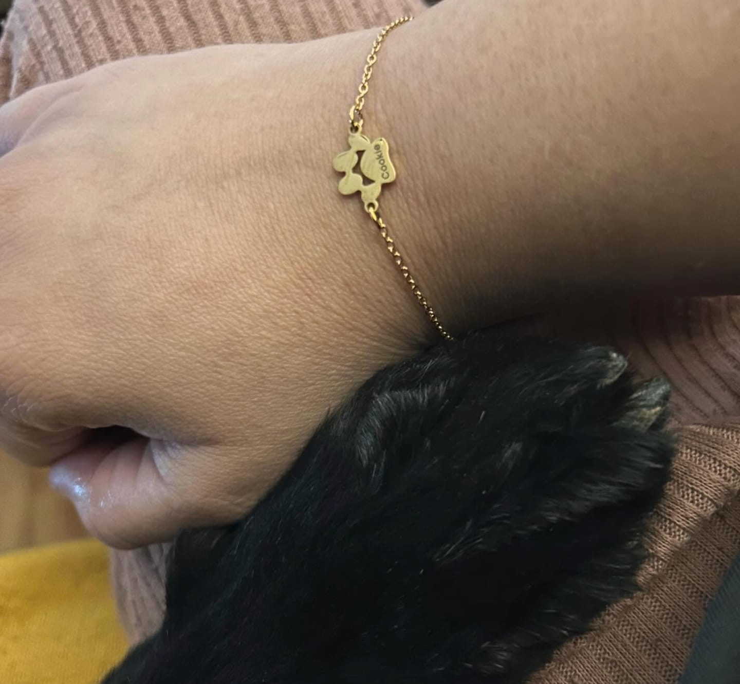 Customer photo review of Custom Paw Name Bracelet