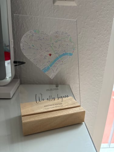 Kundenbewertung mit Foto zu "Unser Ereignis" - Personalisierte Acryltafel