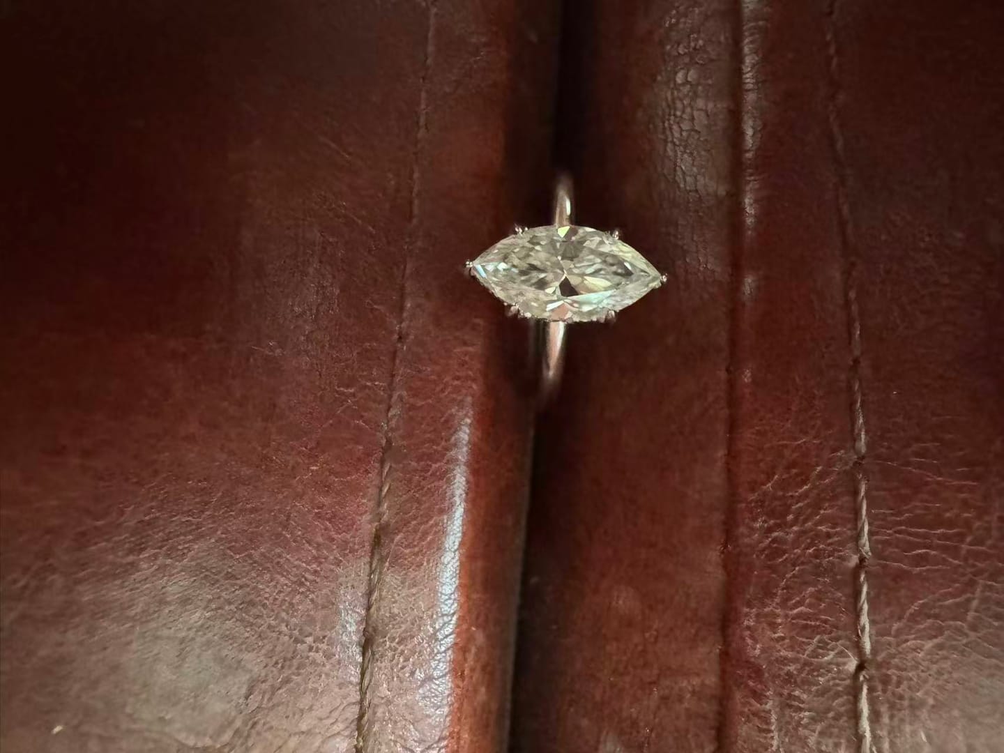 Customer photo review of Moissanite 1.0 Ct/2.0 Ct/3.0Ct Marquise Cut Solitaire White Gold Promise Ring For Women