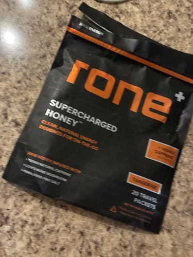 Customer photo review of 100mg Caffeine - TANGERINE - SuperCharged Honey (20-Pack)