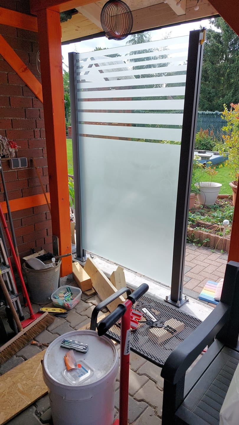 Customer photo review of Sichtschutz Glas - Windschutz - Glaszaun Streifen PG8