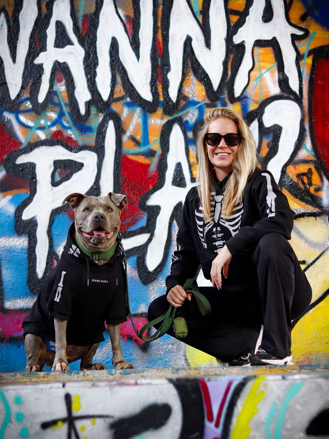 Customer photo review of Halloween Dog Hoodie - Reflective Skeleton