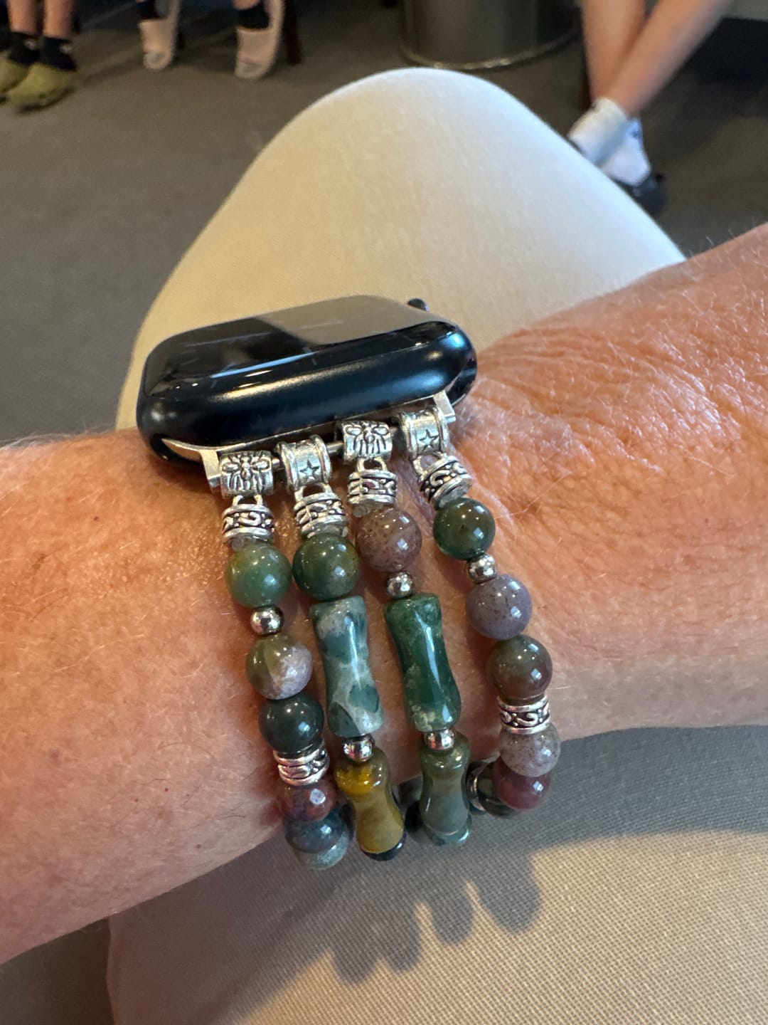 Customer photo review of Vintage Agate Stretch Apple Watch Strap