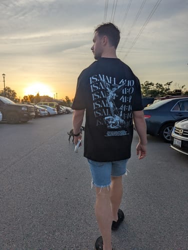 Customer photo review of Isaiah 41:10 Angel and Devil Oversized T-Shirt