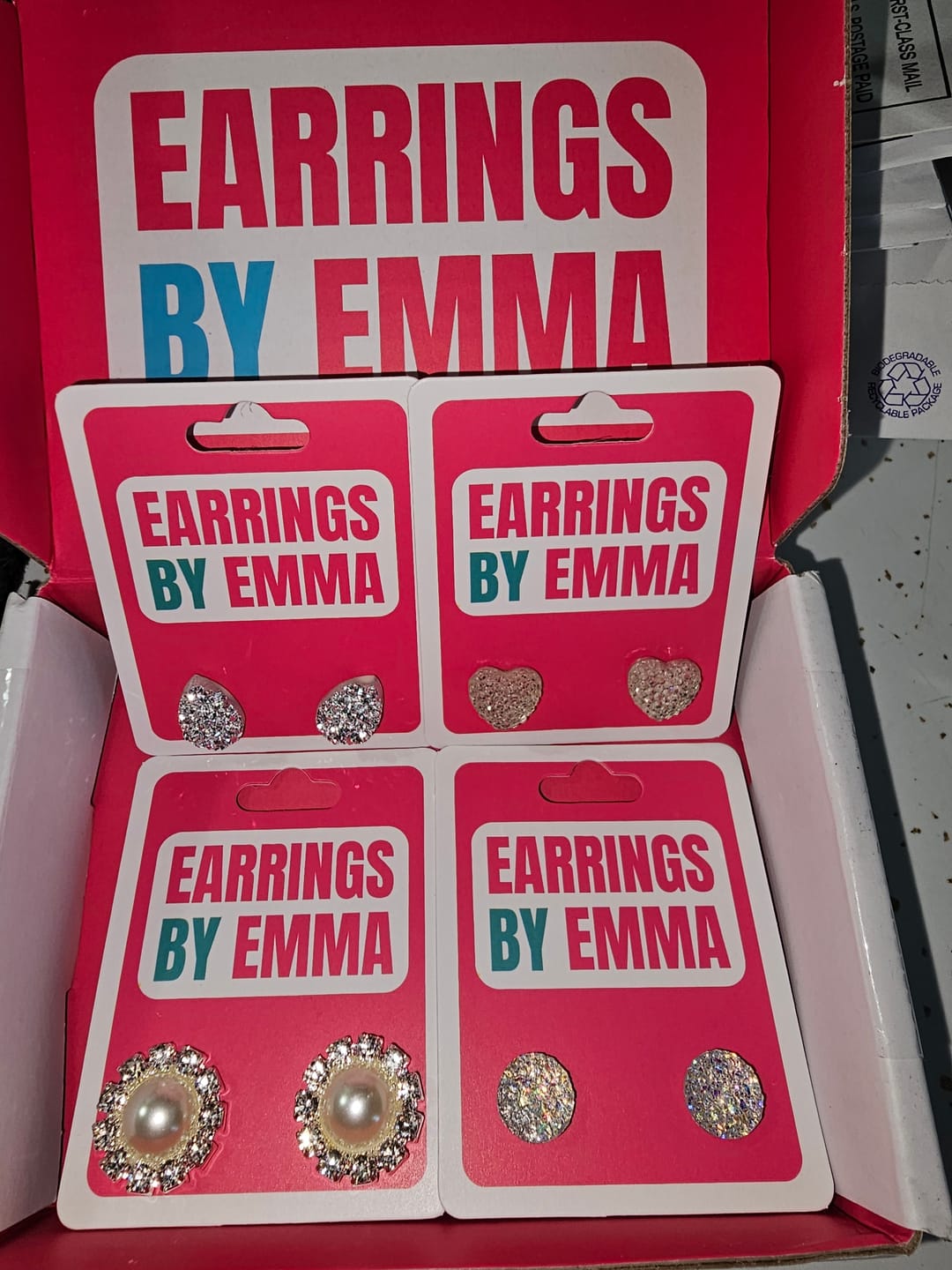 Customer photo review of Teardrop Faux Druzy Studs Hypoallergenic Earrings for Sensitive Ears Made with Plastic Posts