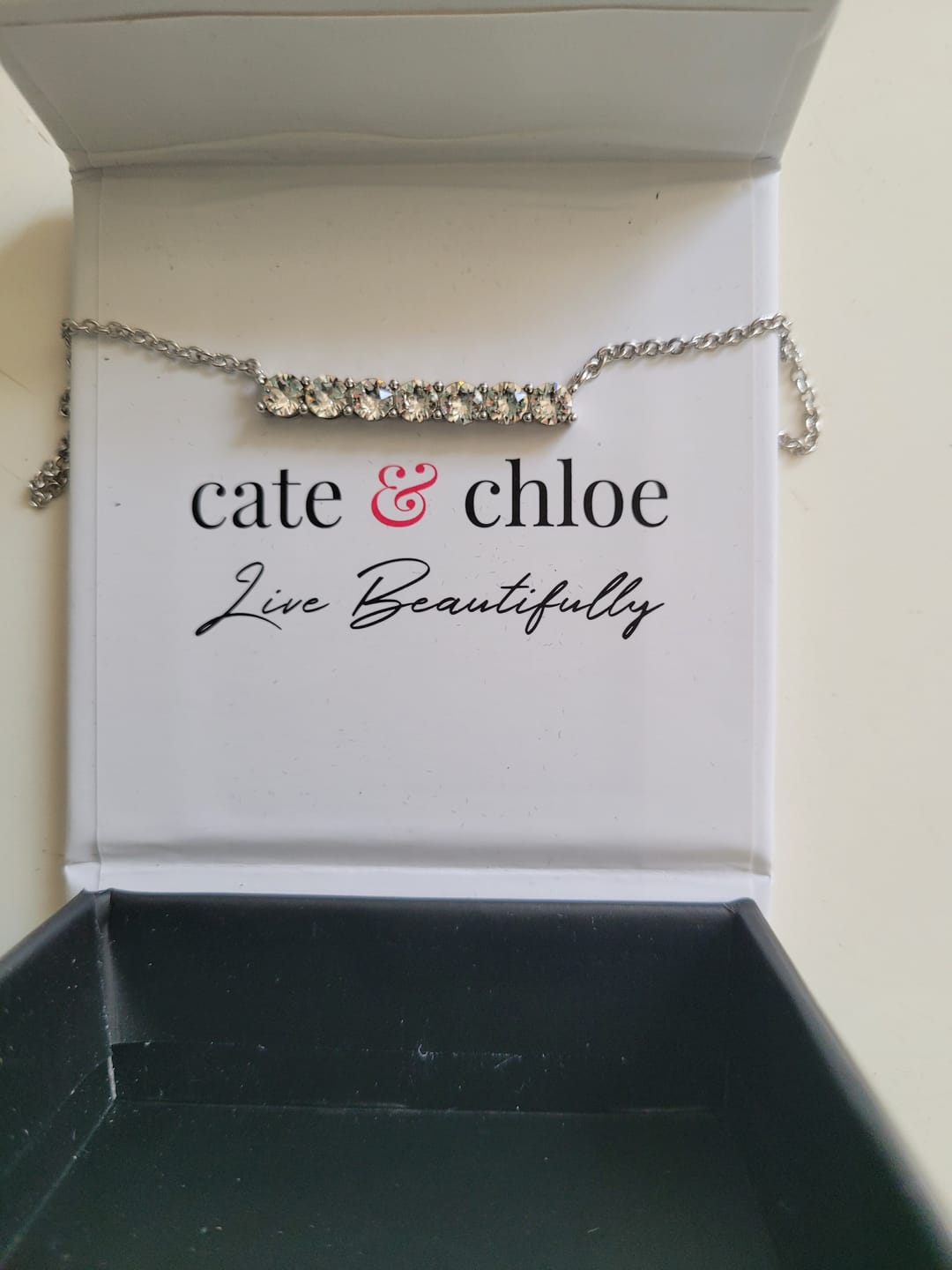 Customer photo review of Lynn 18k White Gold Plated Necklace with Swarovski Crystals