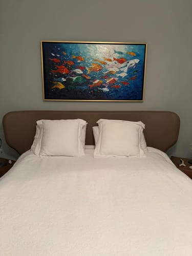 Customer photo review of Ocean's Jewels – Colorful Fish Textured Abstract Painting