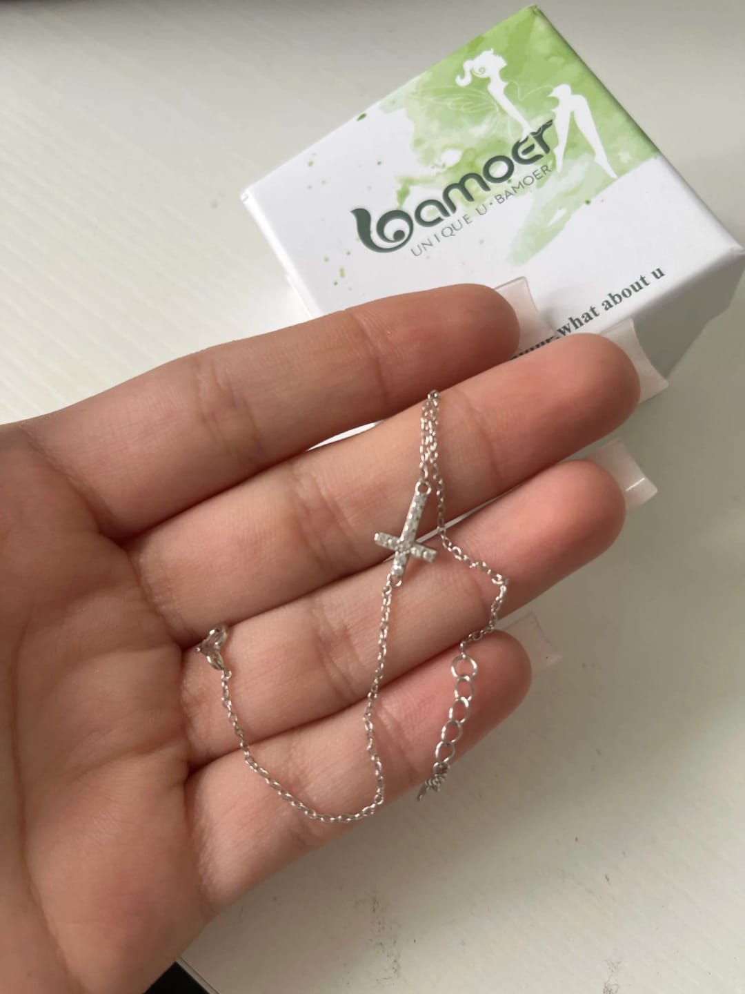 Customer photo review of Chloe Cross Bracelet