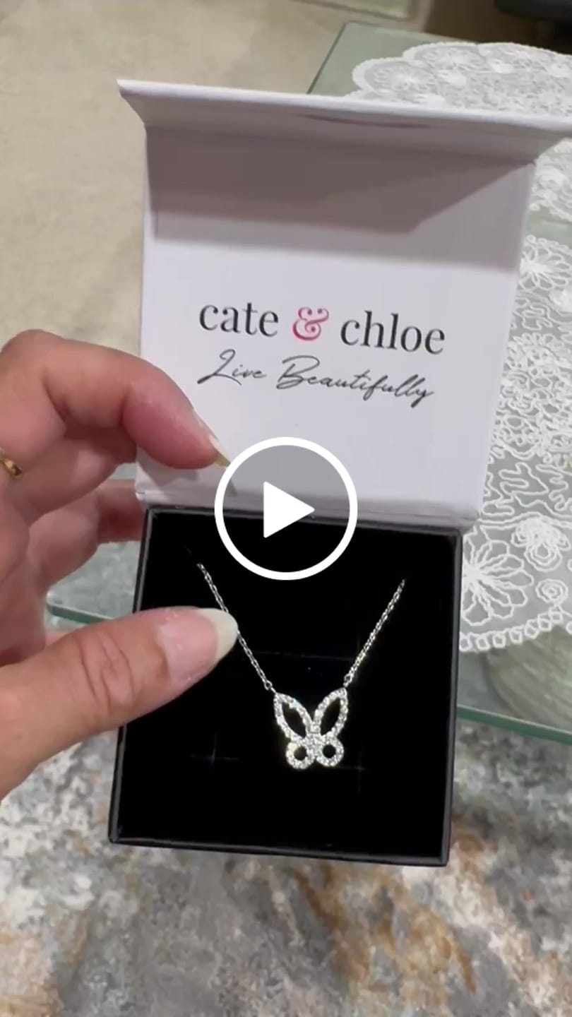 Customer video review of Maxine 18k White Gold Plated Butterfly Necklace with Swarovski Crystals