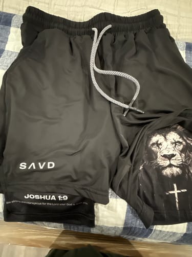 Customer photo review of John 3:16 'The Cross' Youth Performance Shorts