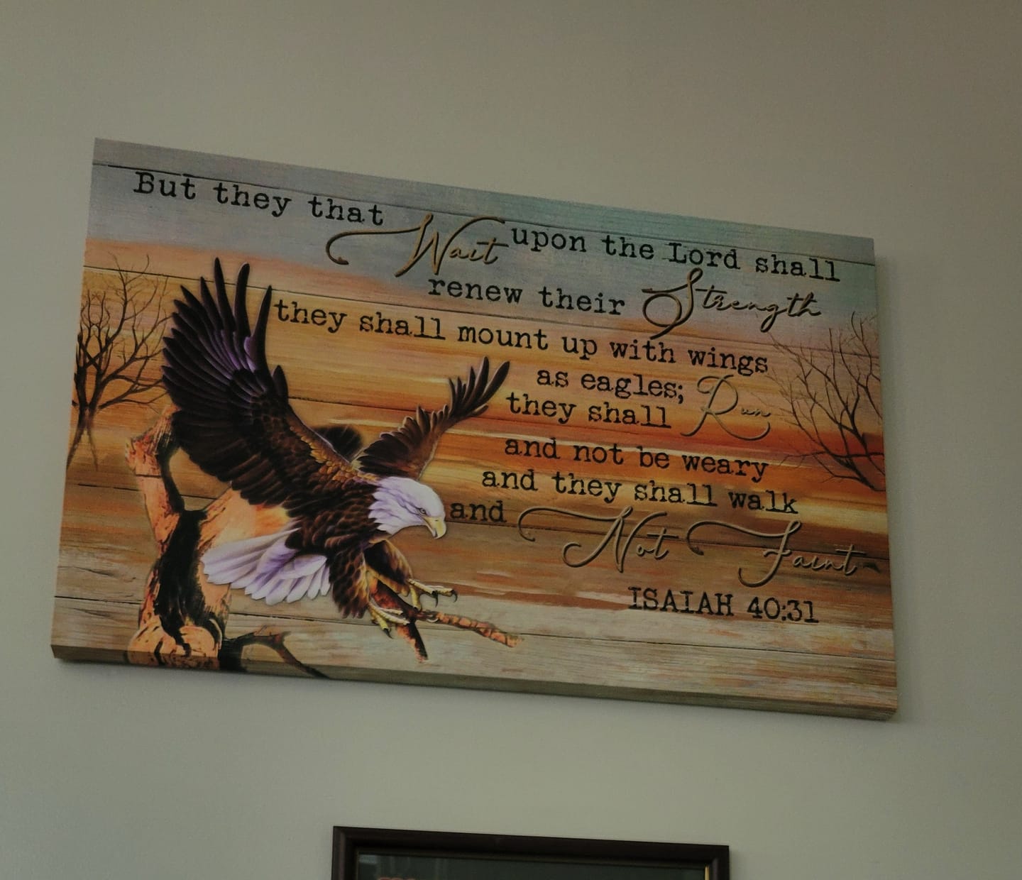 Customer photo review of They That Wait Upon The Lord Isaiah 40:31 Wall Art Canvas Print