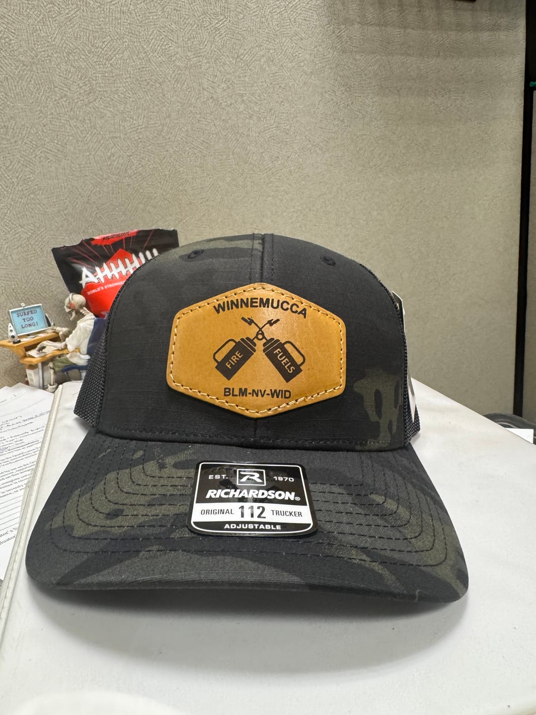 Customer photo review of Richardson 862 Camo Custom Leather Patch Hat
