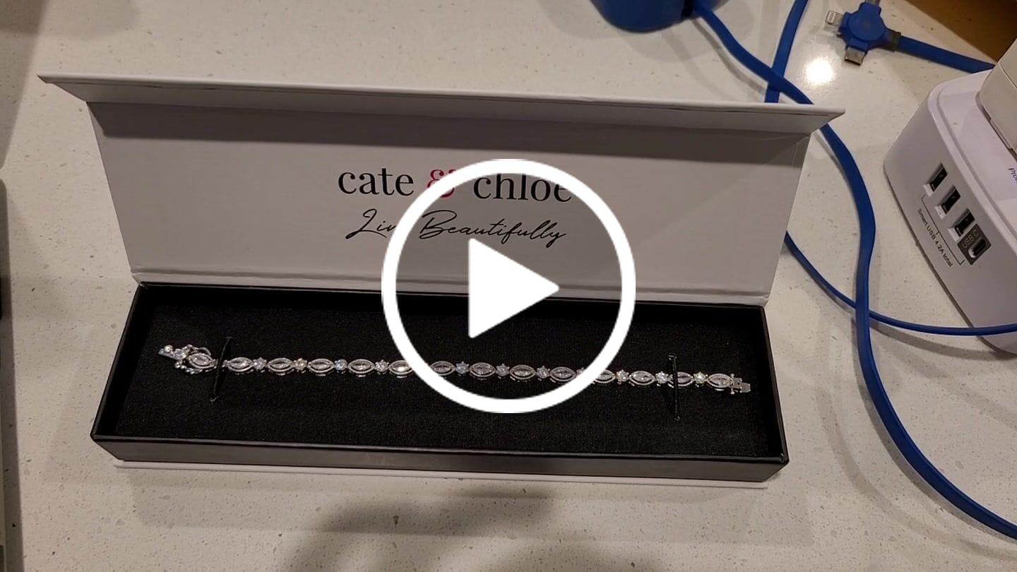 Customer video review of Moira 18k White Gold Plated Tennis Bracelet with Simulated Diamond Crystals