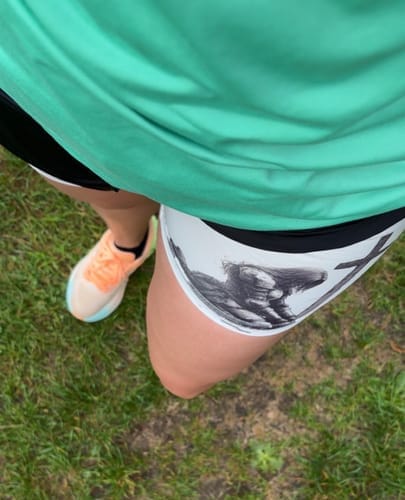 Customer photo review of 'Warrior's Prayer' Women's Performance Shorts