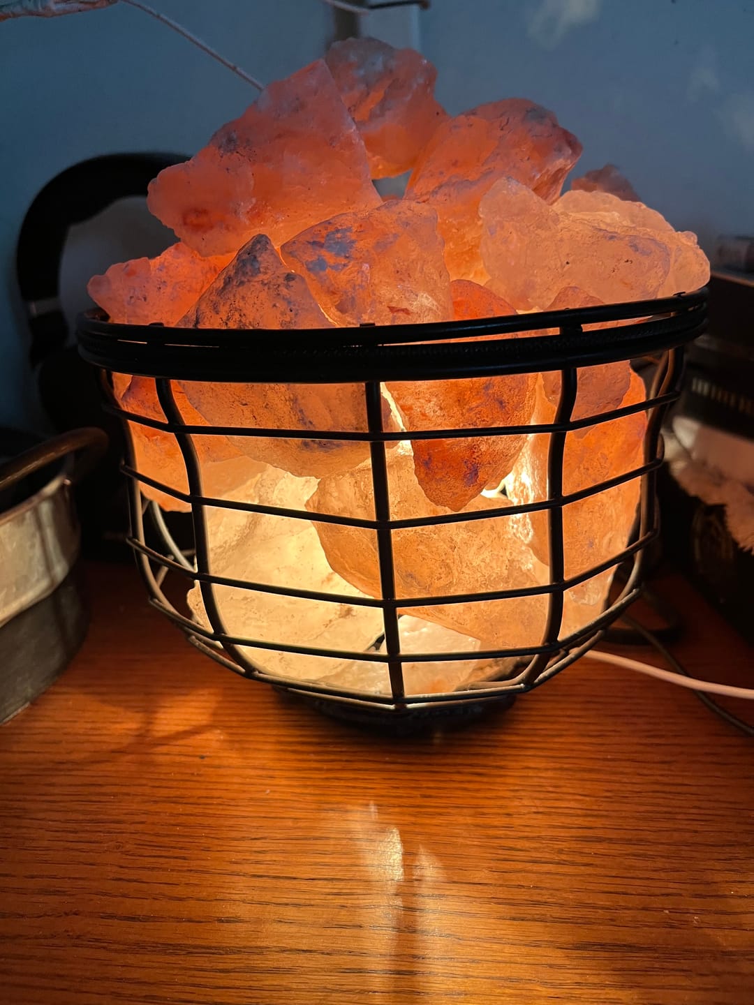Customer photo review of Basket Salt Lamp With Salt Chunks