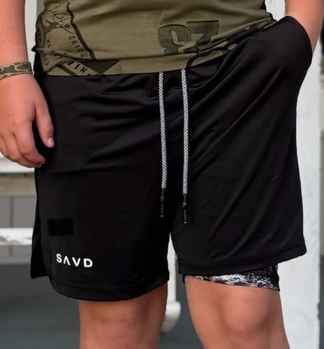 Customer photo review of Psalm 56:3 'Cross' Youth Performance Shorts