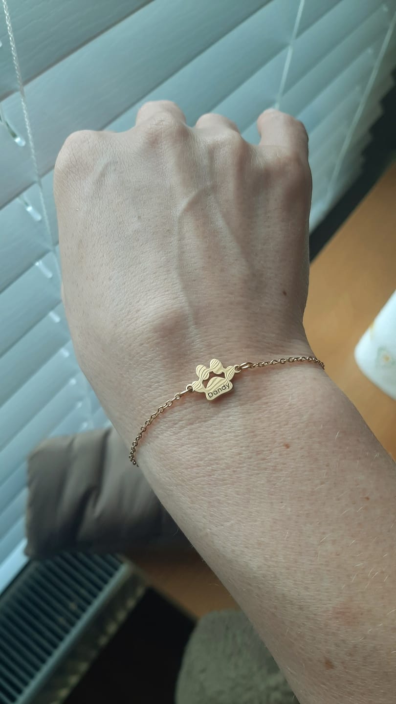 Customer photo review of Custom Paw Name Bracelet