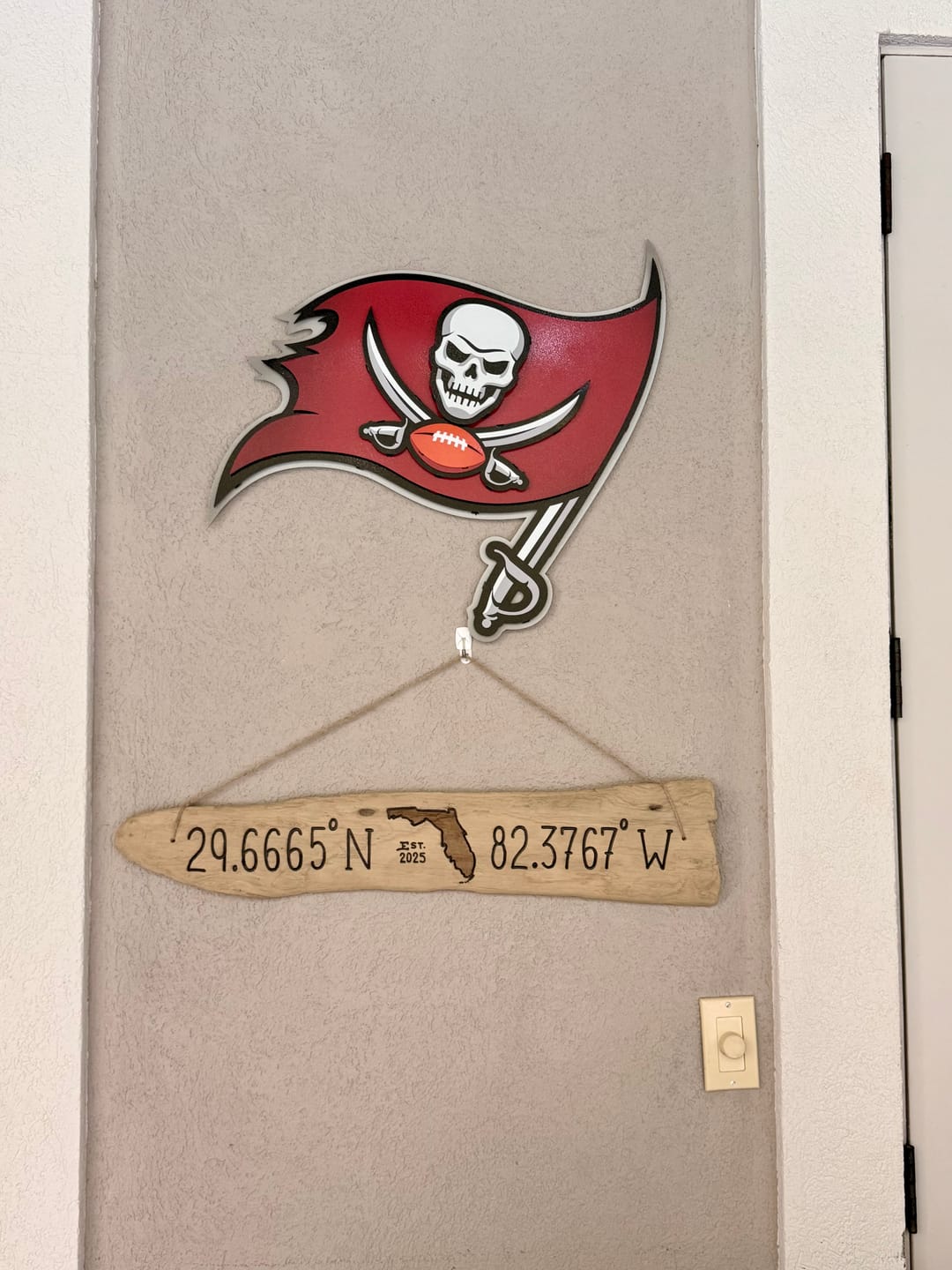 Customer photo review of Tampa Bay Buccaneers "Buc's Jolly Roger Flag" 3D Vintage Metal Wall Art