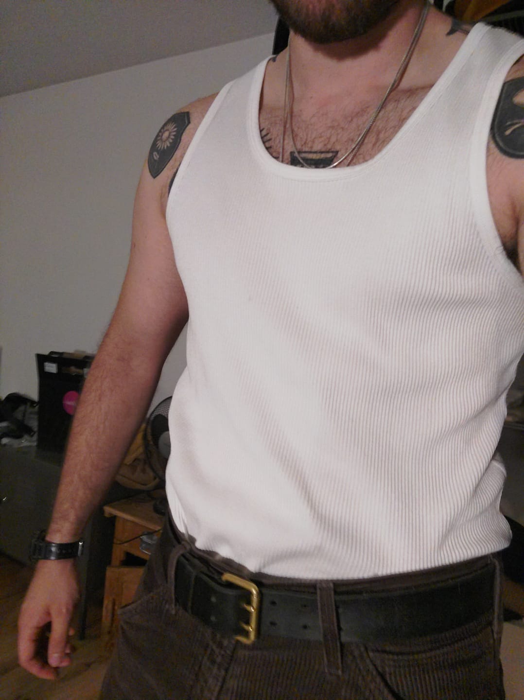 Customer photo review of Military Cotton Tank Top - White